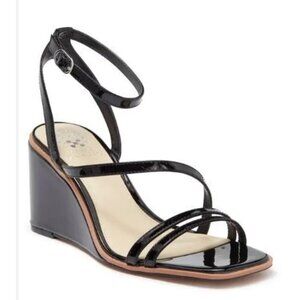 Vince Camuto Glossy Black Wedge Sandals